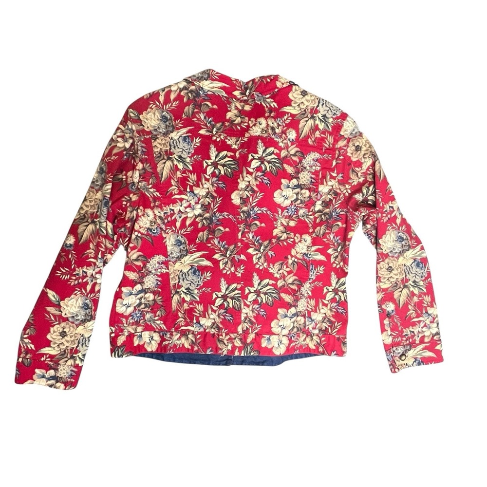 Marisa Christina Denim‎ Style Jacket Womens Sz Large Red Floral Stretch Casual - Picture 2 of 9